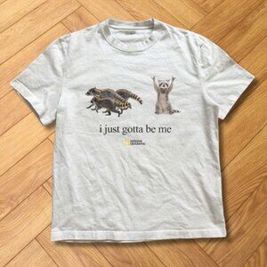 National Geographic Raccoon “I Just Gotta Be Me” Graphic Tee White REPRINT